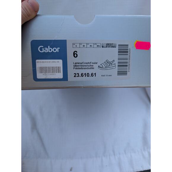 Gabor Women's Chunky Platform Sandals Sz 8.5 Silver Black Crossover Wedge - Picture 7 of 8